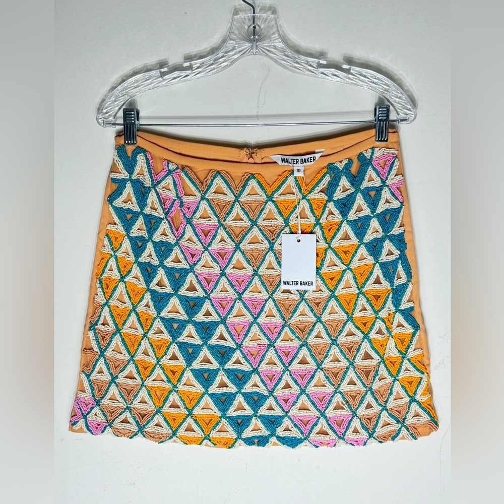 NWT Anthropologie Walter Baker Slim Hand-Beaded Mini Skirt Size 10 - Picture 6 of 11